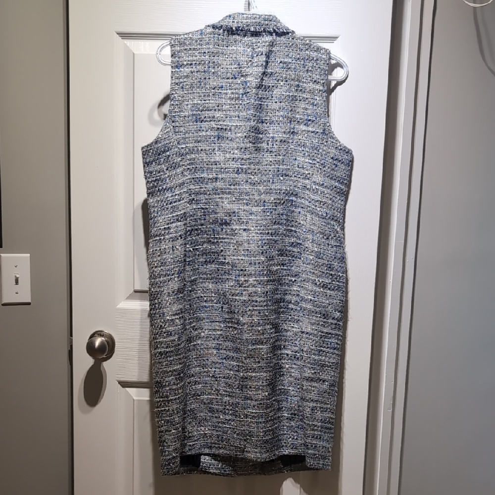 Karl Lagerfeld Blue Tweed Sleeveless Midi Dress - Picture 6 of 10